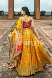 Yellow and red embroidered georgette lehenga choli set